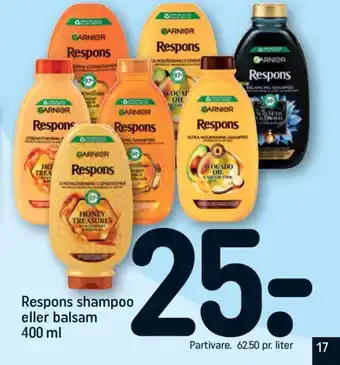 REMA 1000 GARNIER Respons shampoo eller balsam tilbud