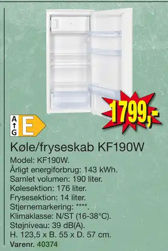 Harald Nyborg Køle/fryseskab KF190W tilbud