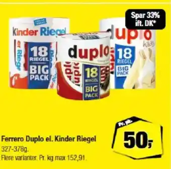 Calle Ferrero Duplo el. Kinder Riegel tilbud