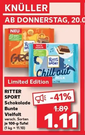 Kaufland RITTER SPORT Schokolade bunte vielfalt tilbud