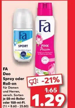 Kaufland FA Deo spray oder roll-on tilbud