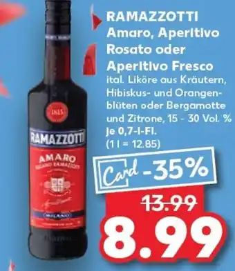 Kaufland RAMAZZOTTI Amaro, aperitivo rosato oder aperitivo fresco tilbud