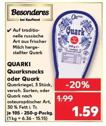 Kaufland QUARKI Quarksnacks oder Quark tilbud