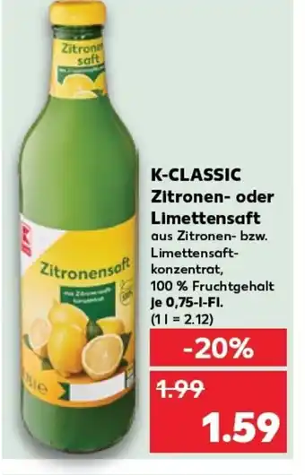 Kaufland K-CLASSIC Zitronen- oder Limettensaft tilbud