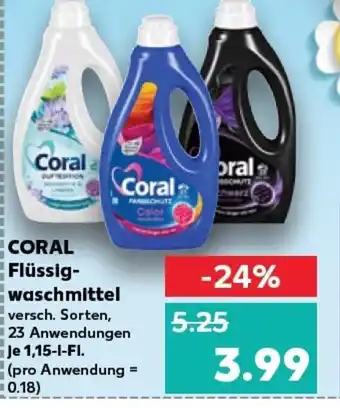 Kaufland CORAL Flüssig- waschmittel tilbud