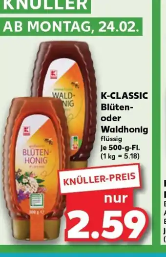 Kaufland K-CLASSIC Blüten- oder Waldhonig tilbud