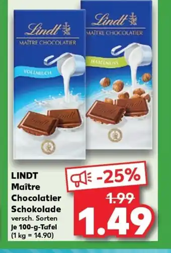 Kaufland LINDT Maître Chocolatier Schokolade tilbud