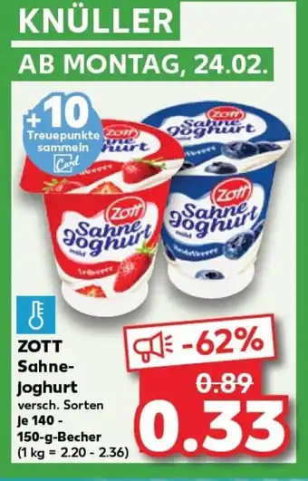 Kaufland ZOTT Sahne- joghurt tilbud