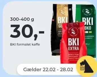 Netto BKI formalet kaffe, 300-400 g tilbud