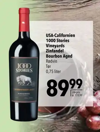 Citti USA-Californien 1000 Stories Vineyards Zinfandel Bourbon Aged tilbud