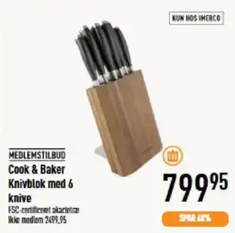 Imerco Cook & baker knivblok med 6 knive tilbud