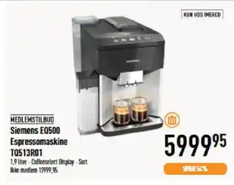 Imerco Msiemens eq500 espressomaskine tq513r01 tilbud