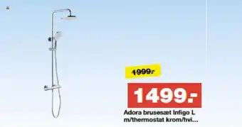 Bauhaus Adora brusesæt Infigo L m/thermostat krom/hvi... tilbud