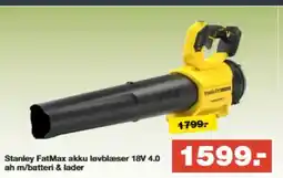 Bauhaus Stanley FatMax akku løvblæser 18V 4.0 ah m/batteri & lader tilbud