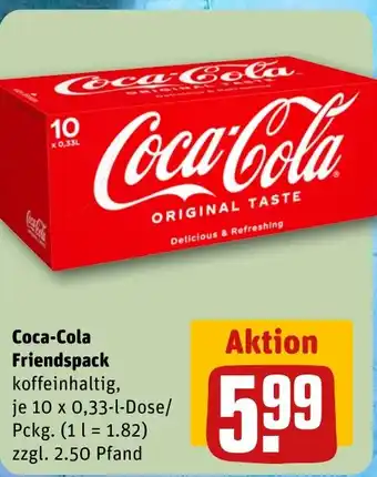 REWE Coca-Cola Friendspack koffeinhaltig, tilbud