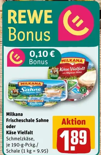 REWE Milkana Frischeschale Sahne oder Käse Vielfalt tilbud