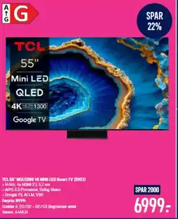 Elgiganten TCL 55" MQLED80 4K MINI-LED Smart-TV (2023) tilbud