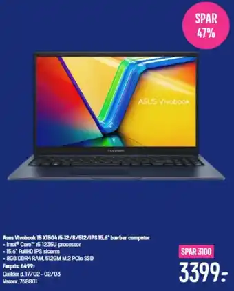 Elgiganten Asus Vivobook 15 X150415-12/8/512/1PS 15,6" barbar computer tilbud