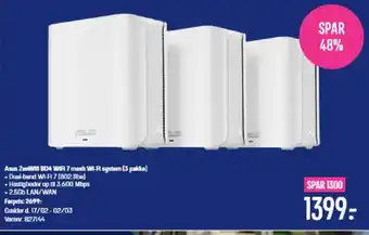 Elgiganten Asus ZonWill BD4 WIR 7 mesh WI-A system (3 pakke) tilbud