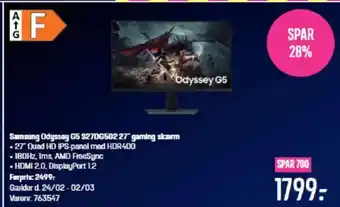 Elgiganten Samsung Odyssey G5 S27DG502 27 gaming skærm tilbud