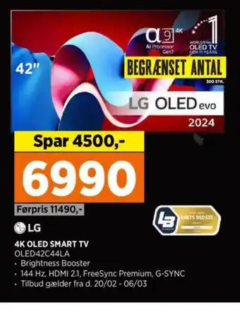 Power LG 4K OLED SMART TV OLED42C44LA tilbud