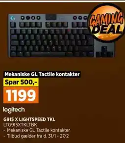 Power logitech G915 X LIGHTSPEED TKL LTG915XTKLTBK tilbud