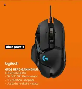 Power Logitech g502 hero gamingmus logig502hero tilbud