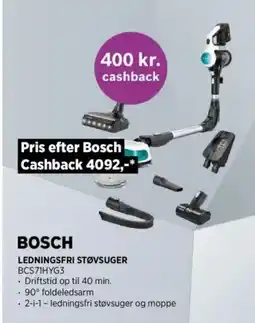 Power Bosch ledningsfri støvsuger bcs71hyg3 tilbud