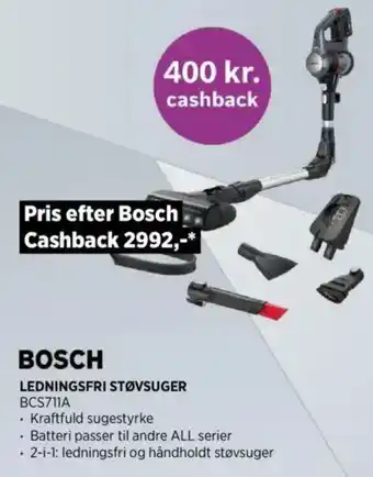 Power Bosch LEDNINGSFRI STØVSUGER BCS711A tilbud