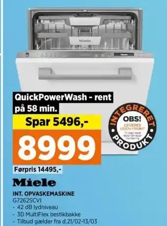 Power Miele INT. OPVASKEMASKINE G7262SCVI tilbud