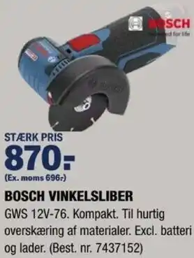 Stark Bosch Vinkelsliber GWS 12V-76 tilbud