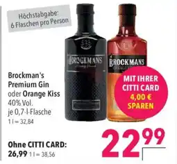 Citti Brockman's Premium Gin tilbud