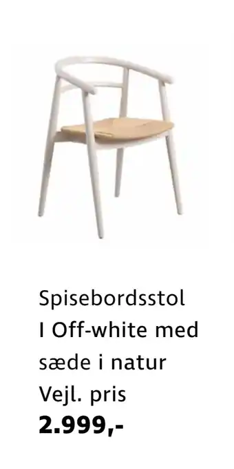 Sinnerup Spisebordsstol I Off-white med sæde i natur tilbud