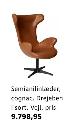 Sinnerup Semianilinlæder, cognac. Drejeben i sort tilbud