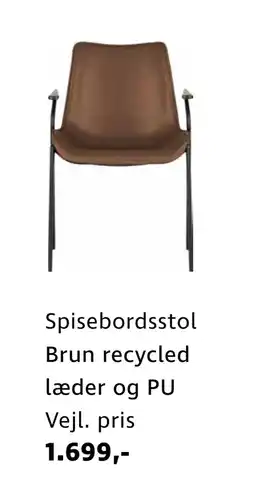 Sinnerup Spisebordsstol. Brun recycled læder og PU tilbud