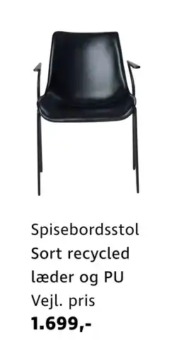 Sinnerup Spisebordsstol. Sort recycled læder og PU tilbud