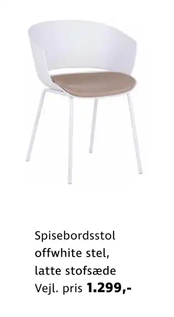 Sinnerup Spisebordsstol offwhite stel, latte stofsæde tilbud