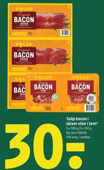 Coop 365 Tulip bacon i skiver eller i tern tilbud