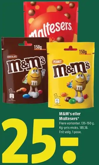 Coop 365 M&M's eller Maltesers tilbud