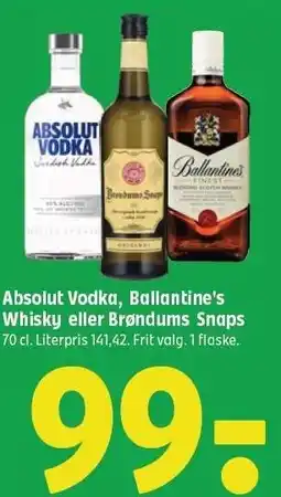 Coop 365 Absolut Vodka, Ballantine's Whisky eller Brøndums Snaps tilbud