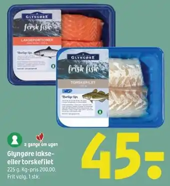 Coop 365 Glyngøre lakse- eller torskefilet tilbud