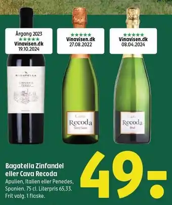 Coop 365 Bagatella Zinfandel eller Cava Recoda tilbud