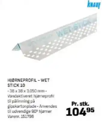 Bygma HJØRNEPROFIL - WET STICK 10 tilbud