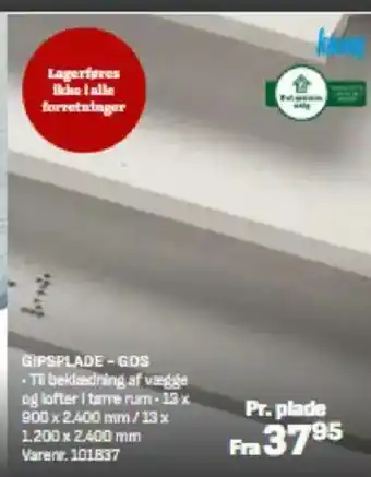 Bygma GIPSPLADE - GDS tilbud