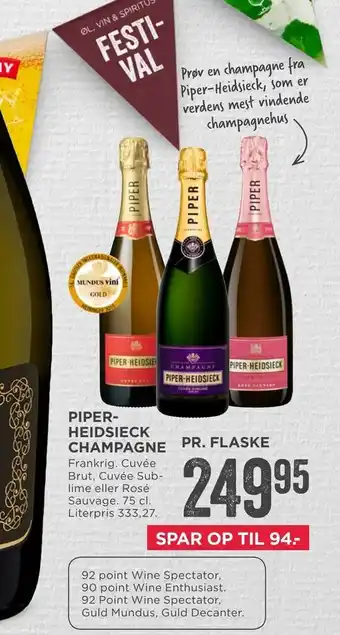 MENY Piperheidsieck champagne tilbud