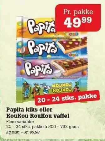 Poetzsch Padborg Papita kiks eller KouKou RouKou vaffel tilbud