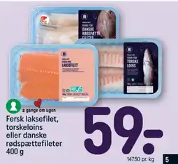 REMA 1000 REMA 1000 Fersk laksefilet, torskeloins eller danske rødspættefileter tilbud