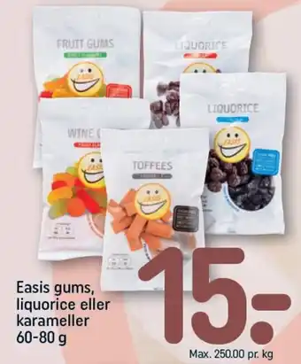 REMA 1000 EASIS gums, liquorice eller karameller tilbud