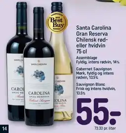 REMA 1000 SANTA CAROLINA Gran Reserva Chilensk rød- eller hvidvin tilbud