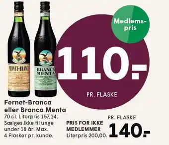 SPAR Fernet-Branca eller Branca Menta tilbud